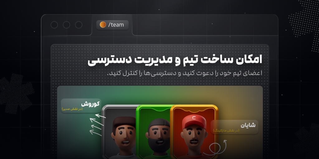 امکان ساخت تیم و مدیریت دسترسی
